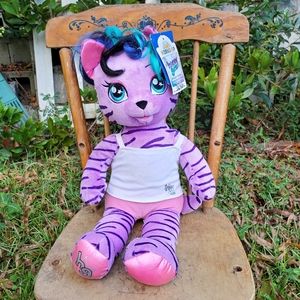 Kids Build A Bear Workshop Plush Stuffed Animal Purple Cat Teegan 20"
